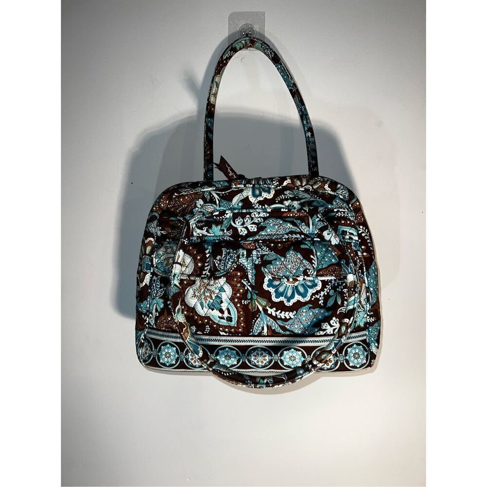 Vera Bradley Java Blue & Brown Satchel HandBag Retired 2007 Collection excellent
